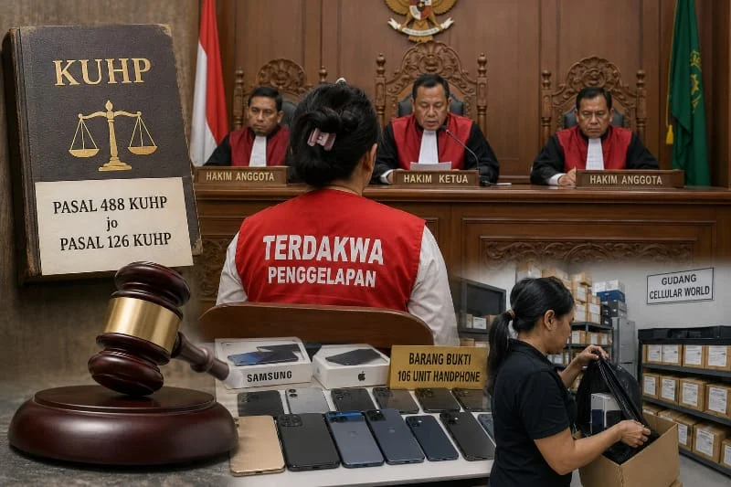 Ni Nyoman Dalantari, Penggelapan, PN Denpasar, Vonis Dua Tahun, CV Cellular World, Penggelapan dalam Jabatan, 106 Unit Handphone, Samsung, Apple, Kerugian Rp1,26 Miliar, Majelis Hakim, JPU Ni Komang Swastini, Denpasar, Kasus Penggelapan, Putusan Pengadilan
