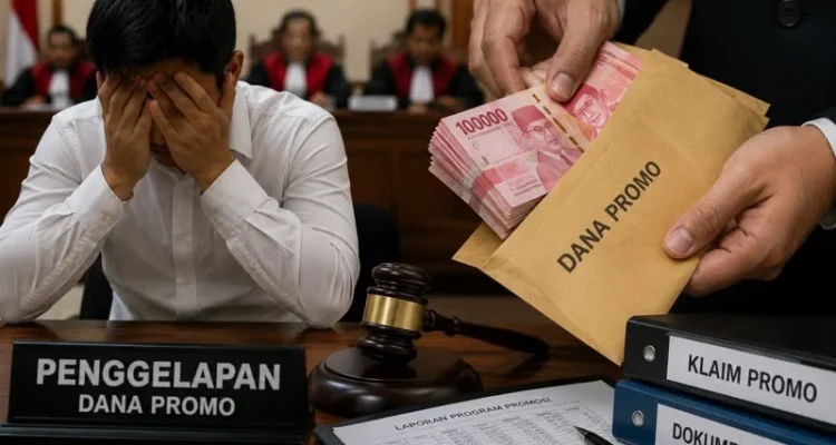 Penggelapan dana, mantan manajer penjualan, PT Marketama Indah, dana promo, program Rafaksi, Rp26,17 juta, PN Denpasar, Pengadilan Negeri Denpasar, tuntutan 9 bulan, Pasal 488 KUHP, penggelapan dengan pemberatan, Bali.