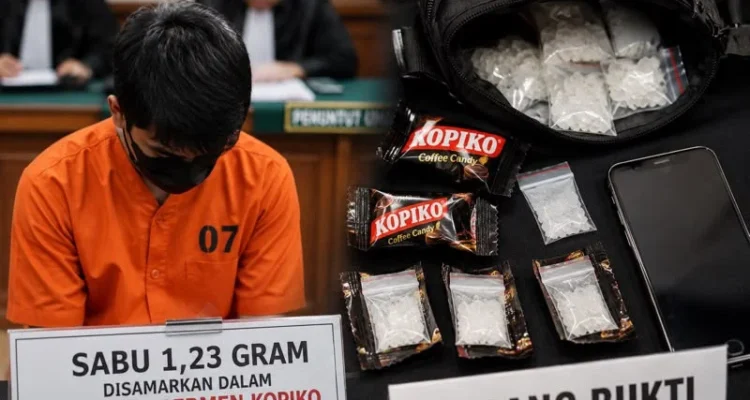 Michael T., sabu, narkotika, PN Denpasar, Pengadilan Negeri Denpasar, Legian, Kuta, Polresta Denpasar, peredaran sabu, bungkus permen Kopiko, sistem tempelan, 1,23 gram sabu, Pasal 114 ayat (1), UU Narkotika, Bali.