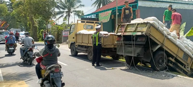 kecelakaan lalu lintas, Honda Brio, Mitsubishi Truck, kecelakaan Sangeh, Jalan Raya Sangeh–Grana, Sangeh, Abiansemal, Badung, sopir mengantuk, tabrakan mobil dan truk, luka ringan, Unit Laka Lantas Polres Badung, Lantas Abiansemal, kecelakaan Bali, Citizen Bali.