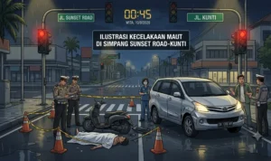 kecelakaan lalu lintas, kecelakaan maut, Sunset Road, Jalan Kunti, Kuta, Badung, pengendara motor tewas, Honda Scoopy, Daihatsu Xenia, terobos lampu merah, Satlantas Polresta Denpasar, Unit Laka, Polresta Denpasar, Bali