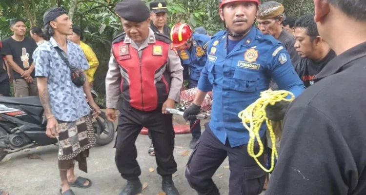Tim Rescue Badung, evakuasi lansia, lansia tewas, jatuh ke jurang, jurang 25 meter, Pangsan Petang, Badung, kecelakaan, Polsek Petang, RSD Mangusada, Puskesmas Petang I