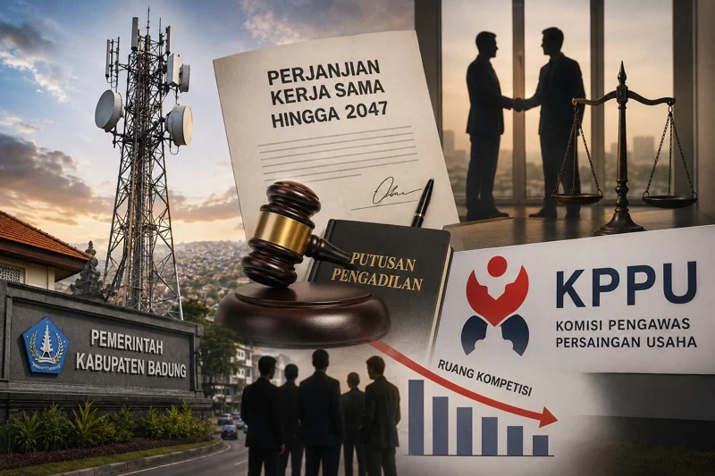 Bali Towerindo, Pemkab Badung, PERATIN, Kamilov Sagala, KPPU, persaingan usaha, infrastruktur telekomunikasi, BTS, kerja sama hingga 2047, hak eksklusif, Putusan PT Bali, Pengadilan Tinggi Bali, Badung, telekomunikasi Bali.