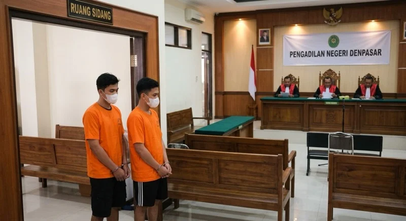 Dua terdakwa narkotika, peredaran sabu Denpasar, sabu 43,16 gram, PN Denpasar, IKBH, HSA, Polda Bali, kurir sabu, narkotika Bali, DPO narkoba, kasus narkotika Denpasar, UU Narkotika.