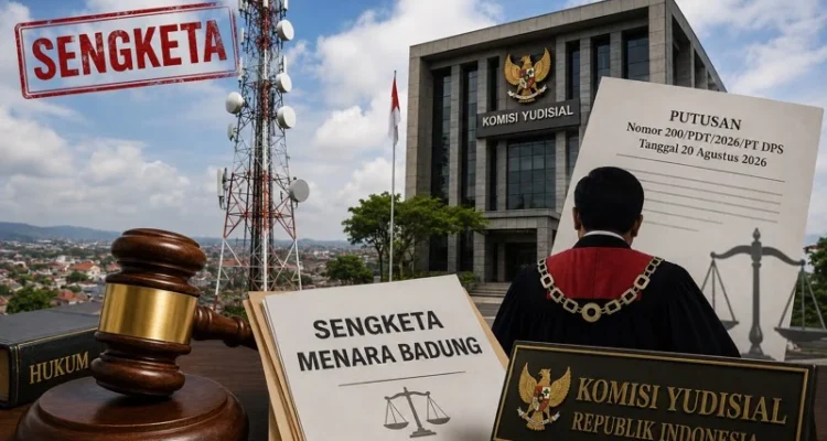 Sengketa Menara Badung, PT Bali Towerindo Sentra Tbk, Pemkab Badung, Komisi Yudisial, KY, dugaan pelanggaran etik hakim, Putusan PT Denpasar, Pengadilan Negeri Denpasar, Putusan Nomor 200/PDT/2026/PT DPS, sengketa bisnis menara telekomunikasi, menara telekomunikasi Badung