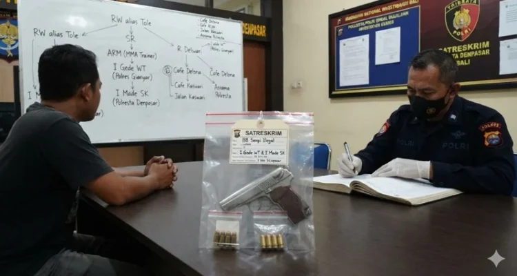 senpi ilegal, senjata api ilegal, Polresta Denpasar, Satreskrim Polresta Denpasar, anggota polisi, Satresnarkoba, I Gede WT, I Made SK, Baikal Makarov, amunisi kaliber 32 ACP, kasus senpi Bali, Denpasar, Bali