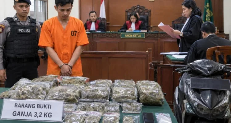Akmal, ganja 3,2 kilogram, kasus narkotika, PN Denpasar, Polda Bali, peredaran ganja, narkotika Golongan I, Jalan Raya Pemogan, Denpasar Selatan, sidang narkotika.