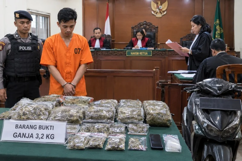 Akmal, ganja 3,2 kilogram, kasus narkotika, PN Denpasar, Polda Bali, peredaran ganja, narkotika Golongan I, Jalan Raya Pemogan, Denpasar Selatan, sidang narkotika.
