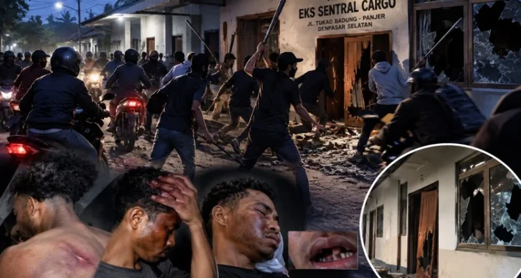penyerangan mess di Panjer, mess eks Sentral Cargo, empat pemuda luka-luka, dugaan penganiayaan di Denpasar, Polsek Denpasar Selatan, perusakan bangunan di Denpasar, kasus penyerangan di Bali, Tukad Badung Panjer.